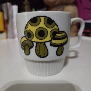 Vintage 60s Atomic MCM Mushroom Stacking Mug - Japan